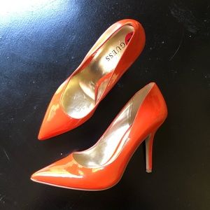 Guess Tangerine Patent Stilettos size 10